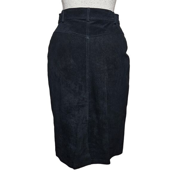 Bagetelle Vintage Leather Skirt with Embroidered Roses Size 4 - Picture 2 of 4